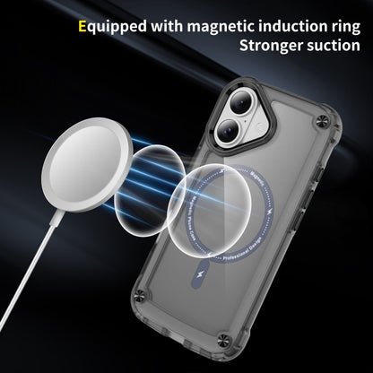 For iPhone 16 Skin Feel TPU + PC MagSafe Magnetic Phone Case(Transparent Black) - iPhone 16 Cases by buy2fix | Online Shopping UK | buy2fix