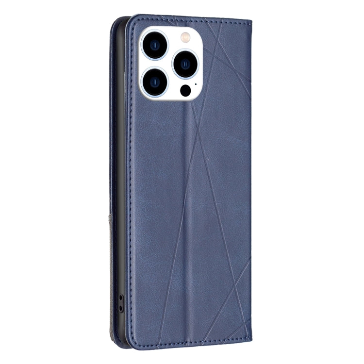 For iPhone 16 Pro Max Rhombus Texture Magnetic Leather Phone Case(Blue) - iPhone 16 Pro Max Cases by buy2fix | Online Shopping UK | buy2fix