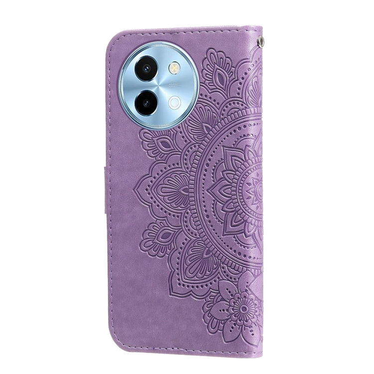 For vivo Y38 5G / T3x 5G Global 7-petal Flowers Embossing Leather Phone Case(Light Purple) - vivo Cases by buy2fix | Online Shopping UK | buy2fix