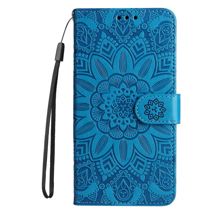 For Google Pixel 9 Embossed Sunflower Leather Phone Case(Blue) - Google Cases by buy2fix | Online Shopping UK | buy2fix