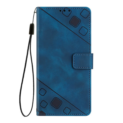 For iPhone 16 Pro Skin-feel Embossed Leather Phone Case(Blue) - iPhone 16 Pro Cases by buy2fix | Online Shopping UK | buy2fix