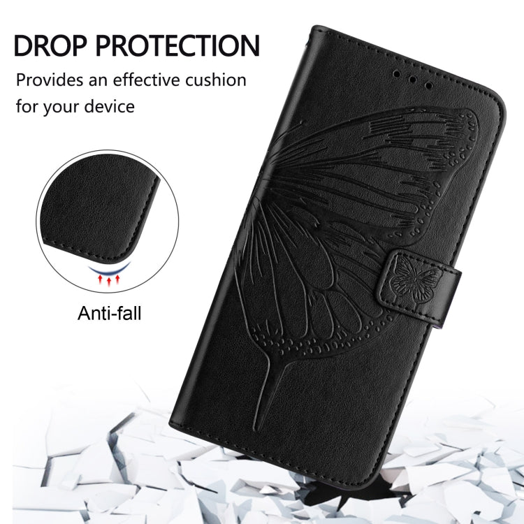 For iPhone 16 Pro Max Embossed Butterfly Leather Phone Case(Black) - iPhone 16 Pro Max Cases by buy2fix | Online Shopping UK | buy2fix