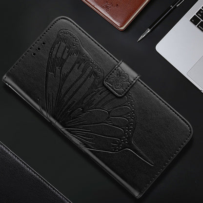 For iPhone 16 Pro Max Embossed Butterfly Leather Phone Case(Black) - iPhone 16 Pro Max Cases by buy2fix | Online Shopping UK | buy2fix