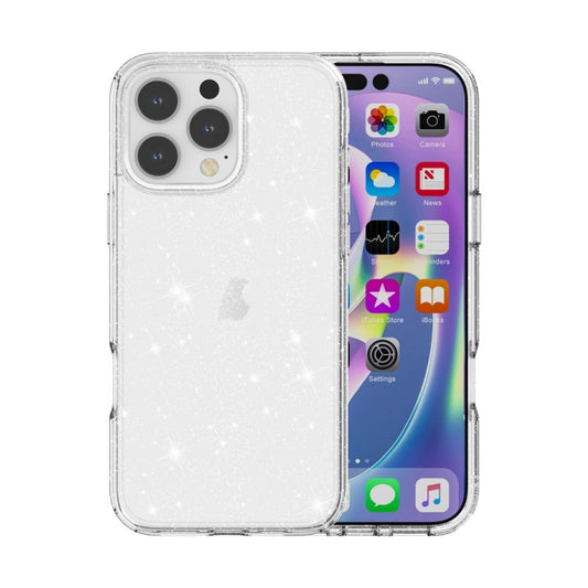 For iPhone 16 Pro Shockproof Terminator Glitter Powder Phone Case(White) - iPhone 16 Pro Cases by buy2fix | Online Shopping UK | buy2fix