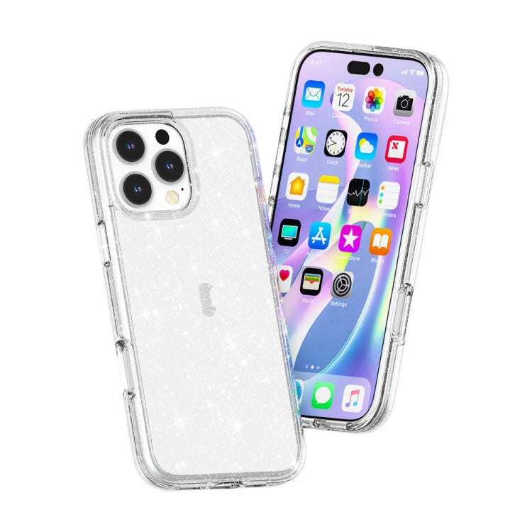 For iPhone 16 Pro Shockproof Terminator Glitter Powder Phone Case(White) - iPhone 16 Pro Cases by buy2fix | Online Shopping UK | buy2fix