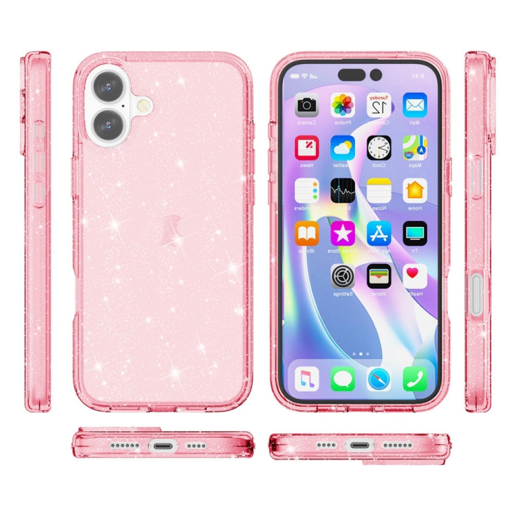 For iPhone 16 Plus Shockproof Terminator Glitter Powder Phone Case(Pink) - iPhone 16 Plus Cases by buy2fix | Online Shopping UK | buy2fix