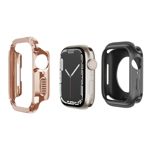 For Apple Watch Series 8 / 7 41mm 2-in-1 PC Hybrid TPU Armor Watch Case(Rose Gold) - Watch Cases by buy2fix | Online Shopping UK | buy2fix