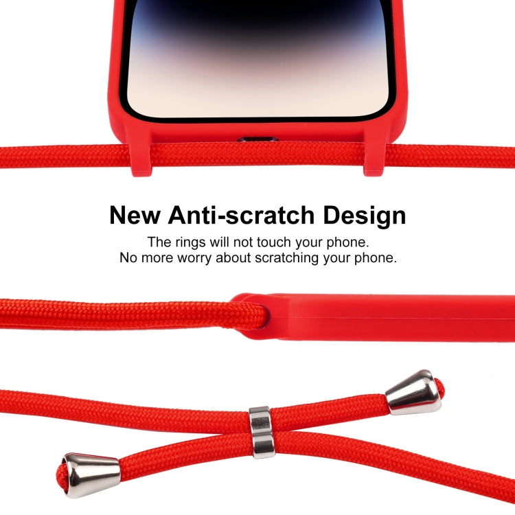 For iPhone 16 Crossbody Lanyard Liquid Silicone Case(Red) - iPhone 16 Cases by buy2fix | Online Shopping UK | buy2fix