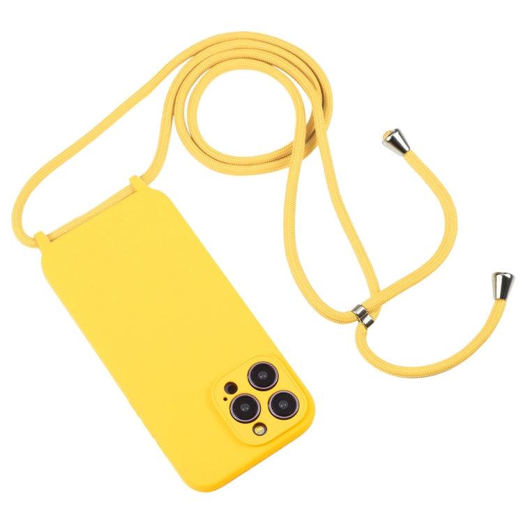 For iPhone 16 Crossbody Lanyard Liquid Silicone Case(Yellow) - iPhone 16 Cases by buy2fix | Online Shopping UK | buy2fix