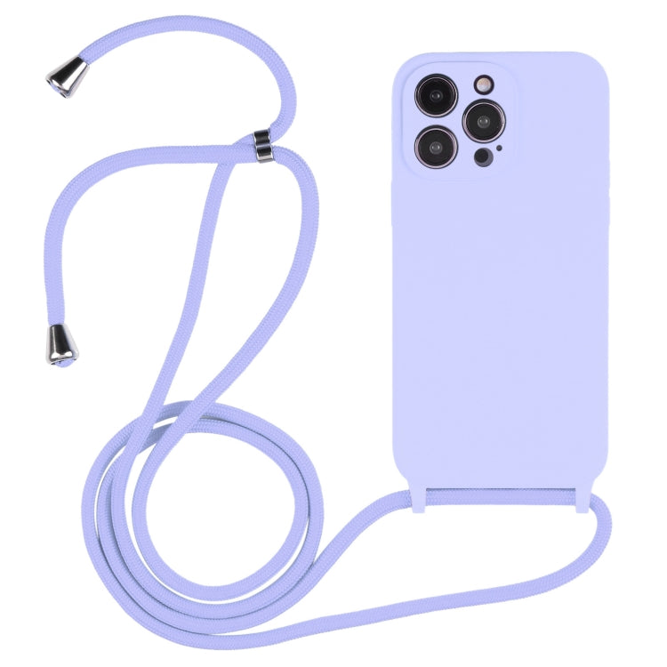 For iPhone 16 Pro Crossbody Lanyard Liquid Silicone Case(Light Purple) - iPhone 16 Pro Cases by buy2fix | Online Shopping UK | buy2fix