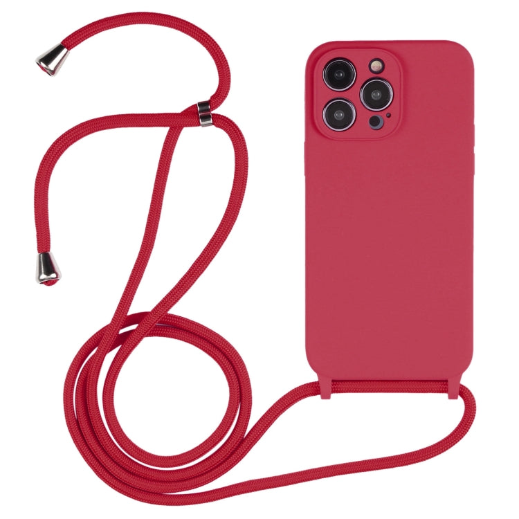 For iPhone 16 Pro Max Crossbody Lanyard Liquid Silicone Case(Rose Red) - iPhone 16 Pro Max Cases by buy2fix | Online Shopping UK | buy2fix