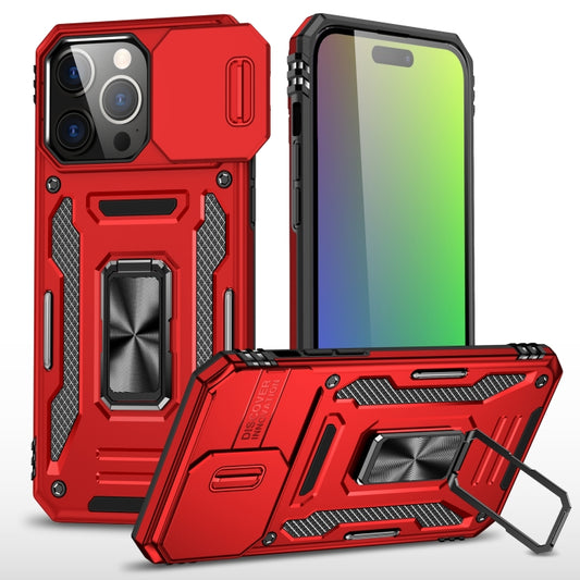 For iPhone 16 Pro Armor PC + TPU Camera Shield Phone Case(Red) - iPhone 16 Pro Cases by buy2fix | Online Shopping UK | buy2fix