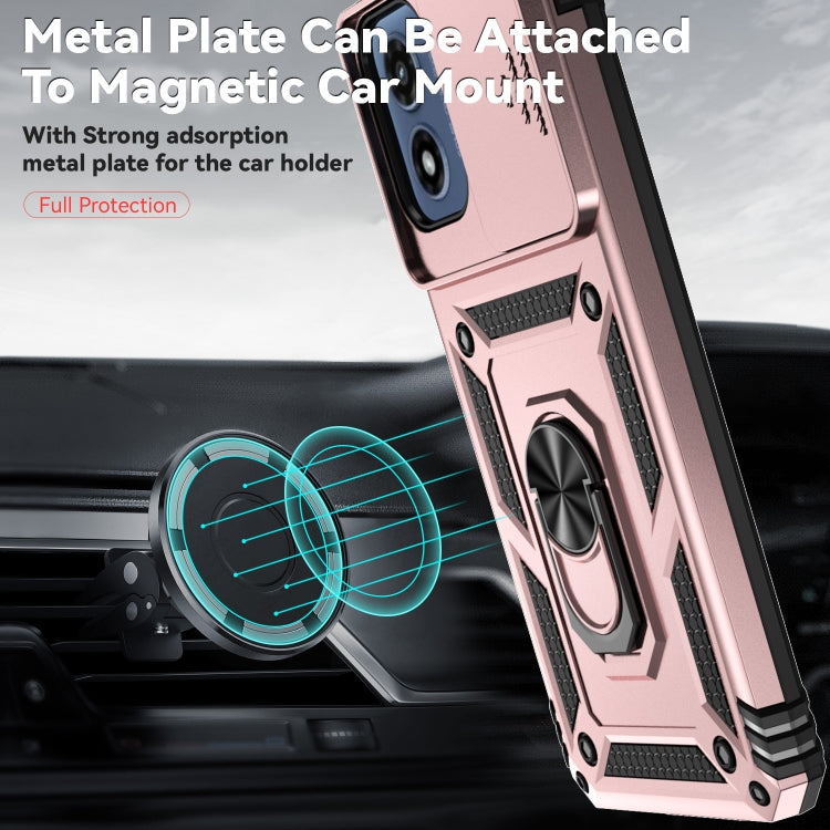 For Motorola Moto G Play 5G 2024 Sliding Camshield Holder Phone Case(Rose Gold) - Motorola Cases by buy2fix | Online Shopping UK | buy2fix