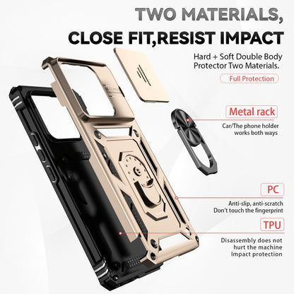 For Xiaomi 13 Pro Sliding Camshield Holder Phone Case(Gold) - 13 Pro Cases by buy2fix | Online Shopping UK | buy2fix