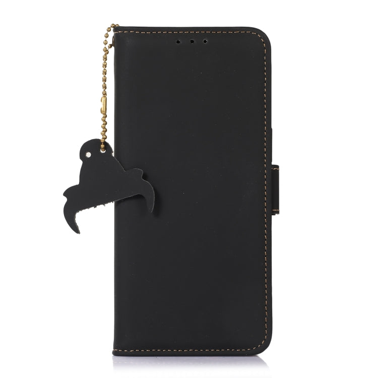 For iPhone 16 Pro Max Genuine Leather Magnetic RFID Leather Phone Case(Black) - iPhone 16 Pro Max Cases by buy2fix | Online Shopping UK | buy2fix