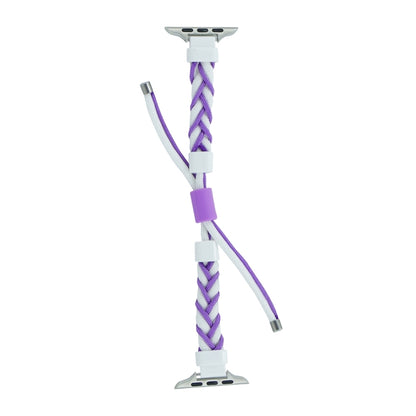 Silicone Bean Braided Cord Nylon Watch Band For Apple Watch Ultra 2 49mm(White Purple) - Watch Bands by buy2fix | Online Shopping UK | buy2fix