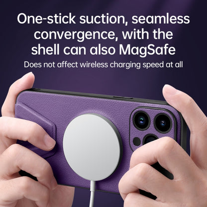 For iPhone 14 Pro SULADA Folding Holder Lambskin Texture MagSafe Phone Case(Purple) - iPhone 14 Pro Cases by SULADA | Online Shopping UK | buy2fix