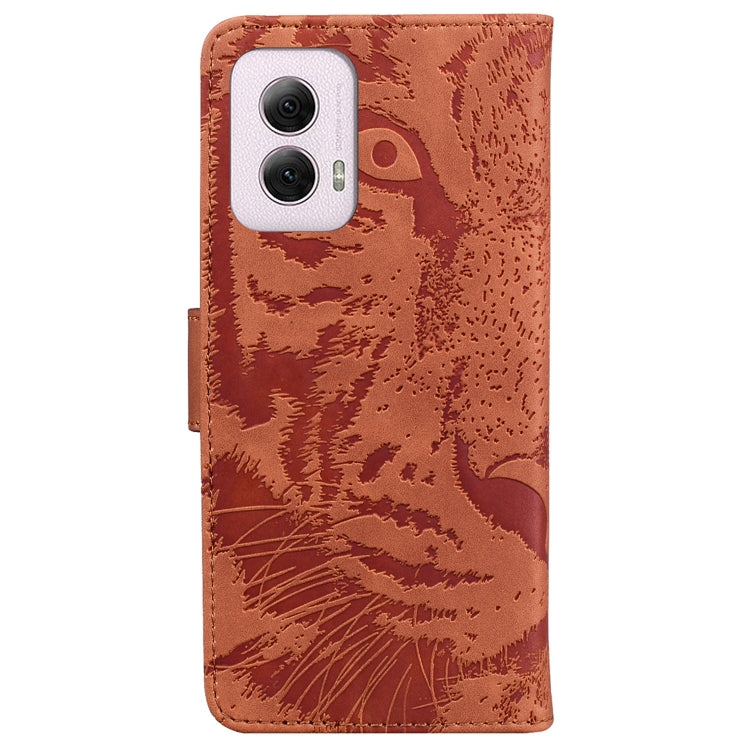 For Motorola Moto G Power 5G 2024 Tiger Embossing Pattern Leather Phone Case(Brown) - Motorola Cases by buy2fix | Online Shopping UK | buy2fix