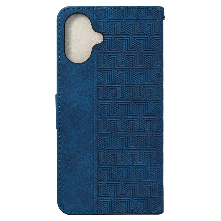 For iPhone 16 Geometric Embossed Leather Phone Case(Blue) - iPhone 16 Cases by buy2fix | Online Shopping UK | buy2fix