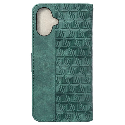 For iPhone 16 Geometric Embossed Leather Phone Case(Green) - iPhone 16 Cases by buy2fix | Online Shopping UK | buy2fix