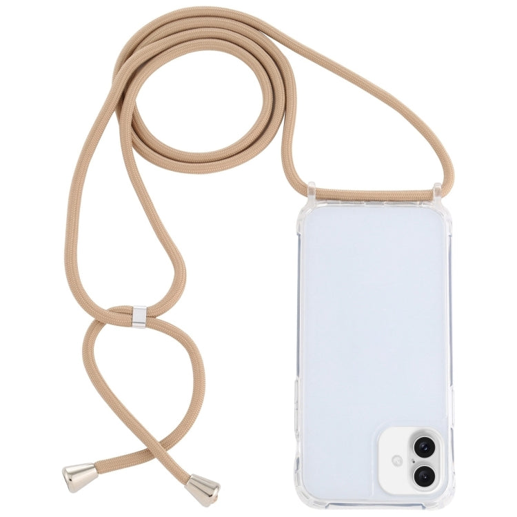 For iPhone 16 Transparent Acrylic Airbag Shockproof Phone Protective Case with Lanyard(Camel) - iPhone 16 Cases by buy2fix | Online Shopping UK | buy2fix