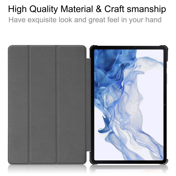 For Samsung Galaxy Tab S9 Custer Painted 3-Fold Holder Smart Leather Tablet Case(Lazy Cat) - Galaxy Tab S9 Cases by buy2fix | Online Shopping UK | buy2fix