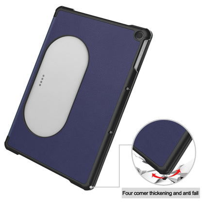 For Google Pixel Tablet Custer Pure Color 3-Fold Holder Smart Leather Tablet Case(Dark Blue) - Google by buy2fix | Online Shopping UK | buy2fix