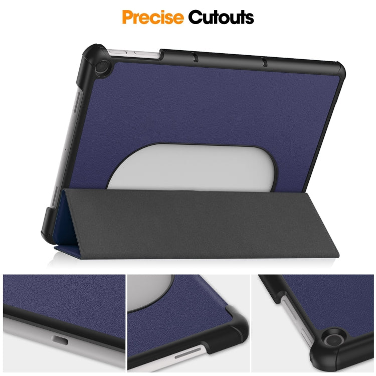 For Google Pixel Tablet Custer Pure Color 3-Fold Holder Smart Leather Tablet Case(Dark Blue) - Google by buy2fix | Online Shopping UK | buy2fix