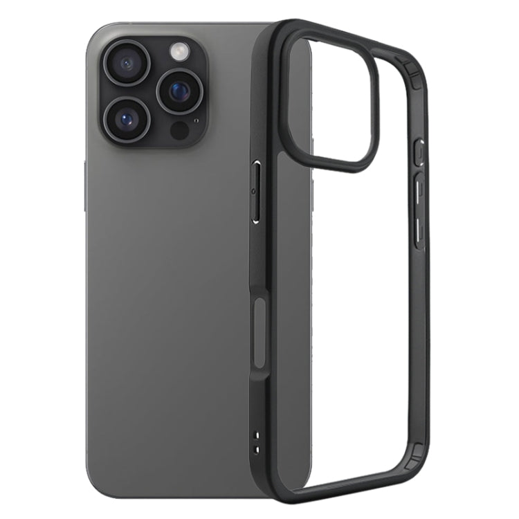 For iPhone 16 Pro Max Frosted TPU + Transparent PC Phone Case(Black) - iPhone 16 Pro Max Cases by buy2fix | Online Shopping UK | buy2fix