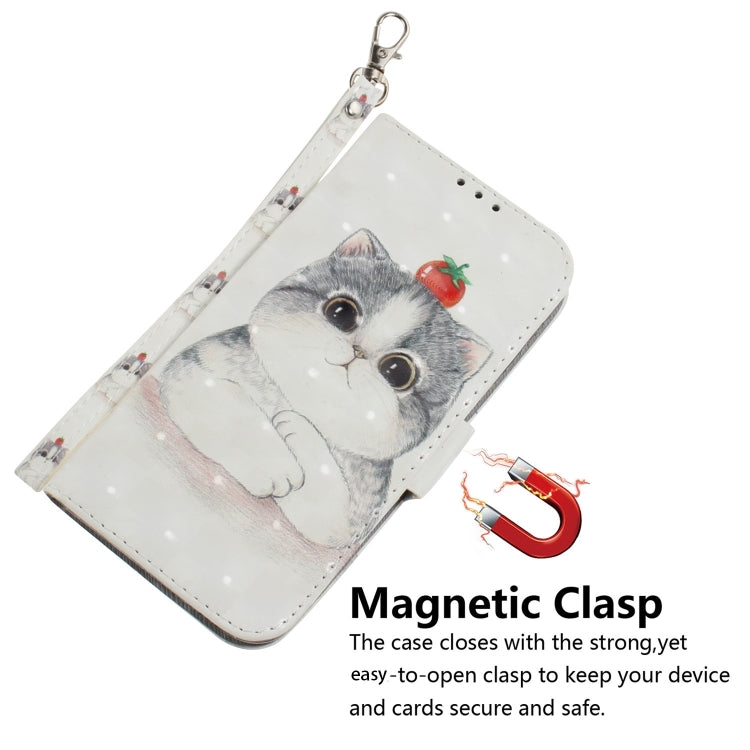 For iPhone 16 3D Colored Horizontal Flip Leather Phone Case(Cute Cat) - iPhone 16 Cases by buy2fix | Online Shopping UK | buy2fix