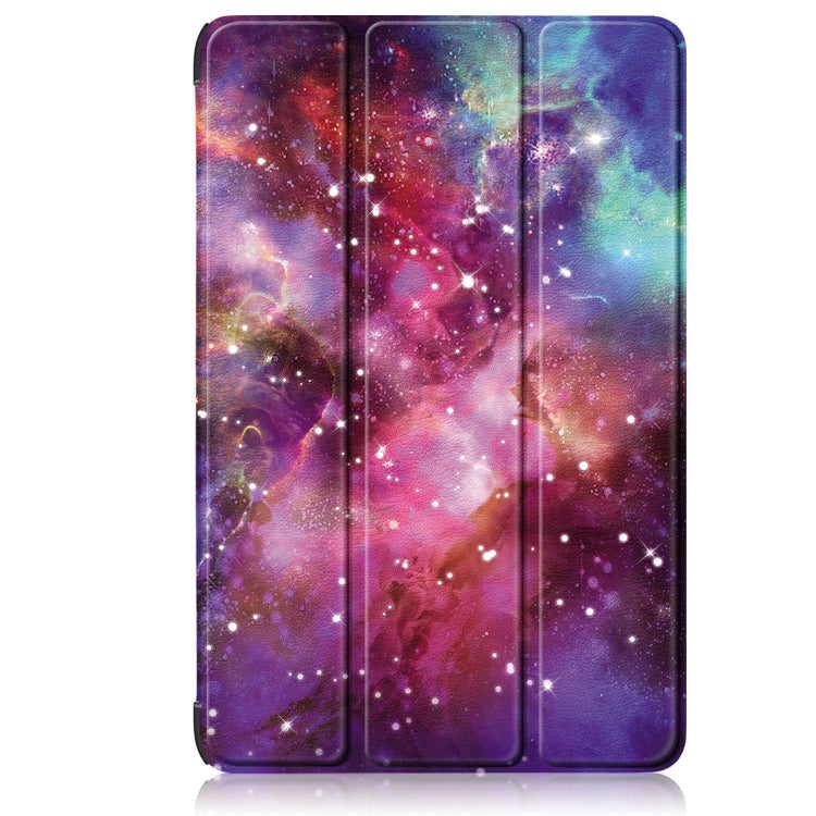 For Samsung Galaxy Tab S9 Ultra Custer Painted 3-Fold Holder Smart Leather Tablet Case(Milky Way Nebula) - Other Galaxy Tab PC by buy2fix | Online Shopping UK | buy2fix