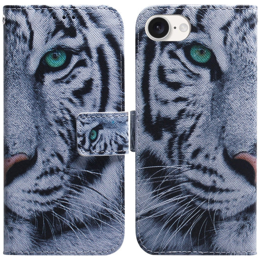 For iPhone SE 2024 Coloured Drawing Flip Leather Phone Case(Tiger) - More iPhone Cases by buy2fix | Online Shopping UK | buy2fix