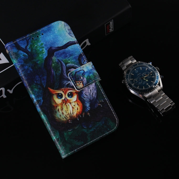 For iPhone 16 Pro Coloured Drawing Flip Leather Phone Case(Oil Painting Owl) - iPhone 16 Pro Cases by buy2fix | Online Shopping UK | buy2fix