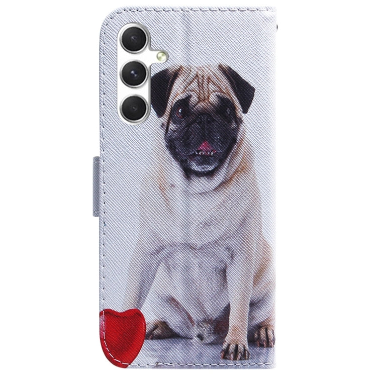 For Samsung Galaxy S24 5G Coloured Drawing Flip Leather Phone Case(Pug) - Galaxy S24 5G Cases by buy2fix | Online Shopping UK | buy2fix
