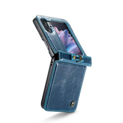 For OPPO Find N2 Flip CaseMe 003 Crazy Horse Texture Leather Phone Case with Ring Holder(Blue) - OPPO Cases by CaseMe | Online Shopping UK | buy2fix