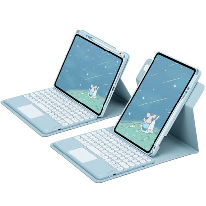 For iPad 10th Gen 10.9 2022 Round Button 360 Degree Rotatable Bluetooth Keyboard Leather Case with Touchpad(Sky Blue) - Universal by buy2fix | Online Shopping UK | buy2fix