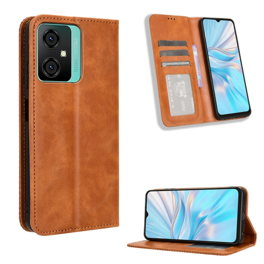 For Blackview Oscal C70 Magnetic Buckle Retro Texture Leather Phone Case(Brown) - More Brand by buy2fix | Online Shopping UK | buy2fix