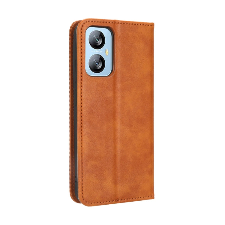 For Blackview A52 / A52 Pro Magnetic Buckle Retro Texture Leather Phone Case(Brown) - More Brand by buy2fix | Online Shopping UK | buy2fix