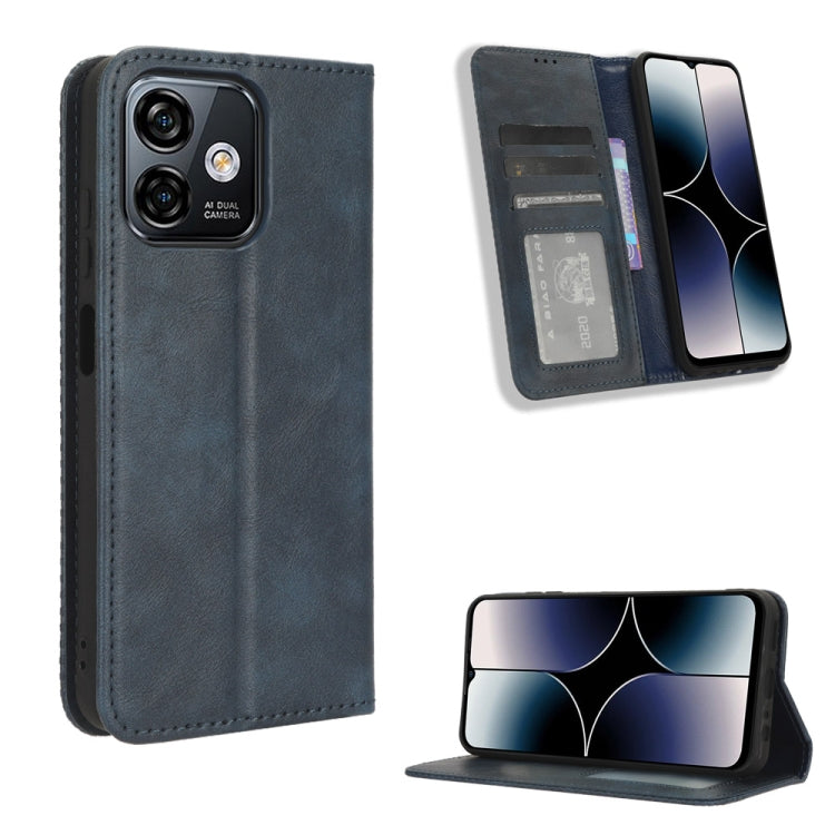 For Ulefone Note 16 Pro Magnetic Buckle Retro Texture Leather Phone Case(Blue) - Ulefone Cases by buy2fix | Online Shopping UK | buy2fix