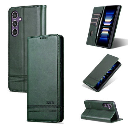 For Samsung Galaxy S24 5G AZNS Magnetic Calf Texture Flip Leather Phone Case(Dark Green) - Galaxy S24 5G Cases by AZNS | Online Shopping UK | buy2fix