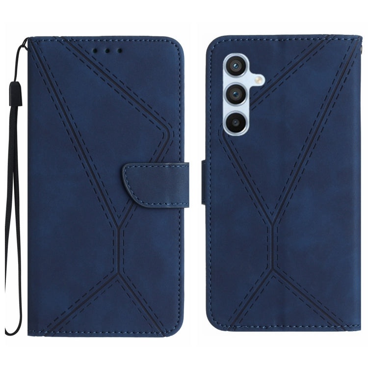 For Samsung Galaxy A05s Stitching Embossed Leather Phone Case(Blue) - Galaxy Phone Cases by buy2fix | Online Shopping UK | buy2fix