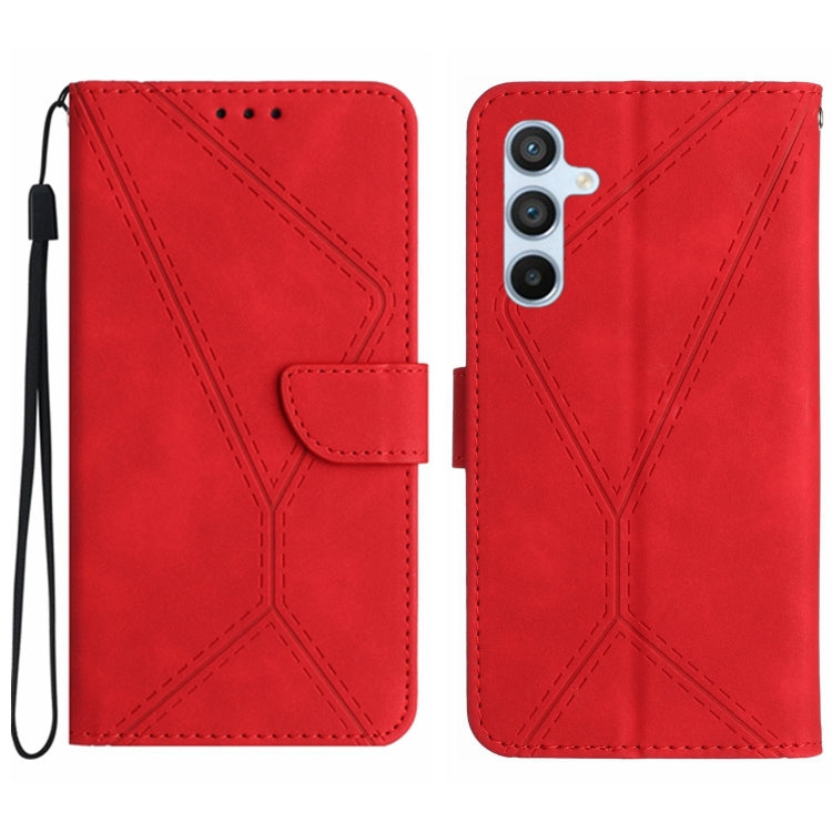 For Samsung Galaxy M15 5G Stitching Embossed Leather Phone Case(Red) - Galaxy Phone Cases by buy2fix | Online Shopping UK | buy2fix