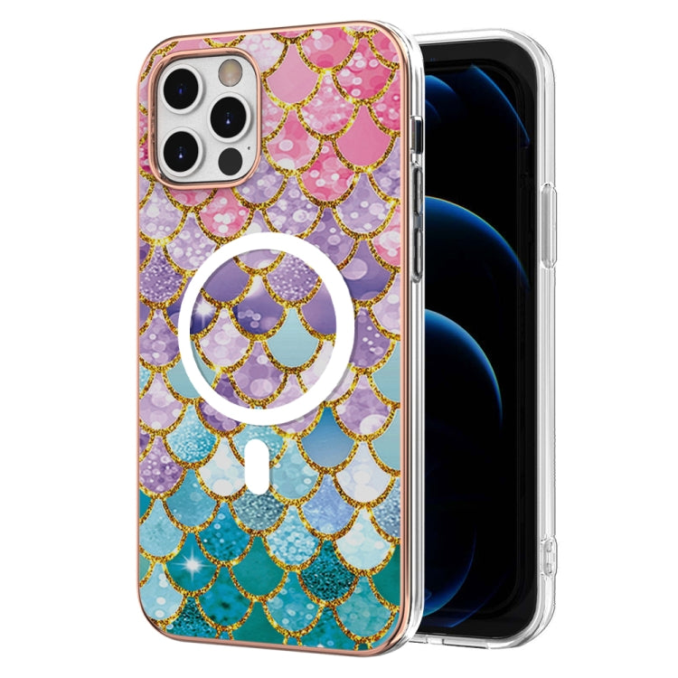 For iPhone 12 Pro Max Marble Pattern Dual-side IMD Magsafe TPU Phone Case(Colorful Scales) - iPhone 12 Pro Max Cases by buy2fix | Online Shopping UK | buy2fix