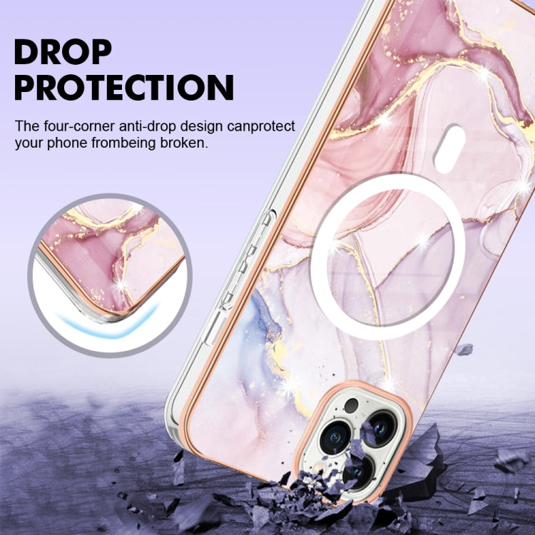 For iPhone 14 Pro Max Marble Pattern Dual-side IMD Magsafe TPU Phone Case(Rose Gold 005) - iPhone 14 Pro Max Cases by buy2fix | Online Shopping UK | buy2fix