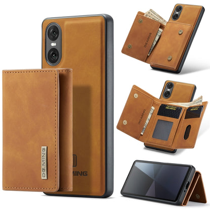 For Sony Xperia 10 VI DG.MING M1 Series 3-Fold Multi Card Wallet + Magnetic Phone Case(Brown) - Sony Cases by DG.MING | Online Shopping UK | buy2fix