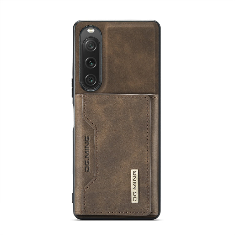 For Sony Xperia 10 V DG.MING M2 Series 3-Fold Multi Card Bag + Magnetic Phone Case(Coffee) - Sony Cases by DG.MING | Online Shopping UK | buy2fix