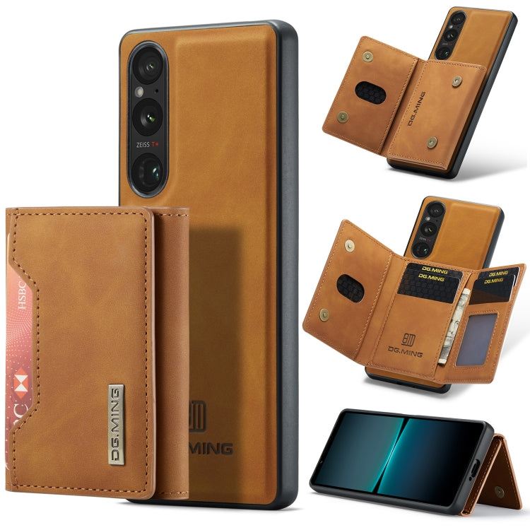 For Sony Xperia 1 VI DG.MING M2 Series 3-Fold Multi Card Bag + Magnetic Phone Case(Brown) - Sony Cases by DG.MING | Online Shopping UK | buy2fix