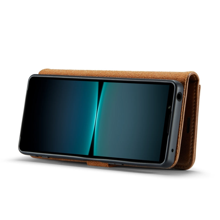 For Sony Xperia 1 V DG.MING Crazy Horse Texture Detachable Magnetic Leather Phone Case(Brown) - Sony Cases by DG.MING | Online Shopping UK | buy2fix