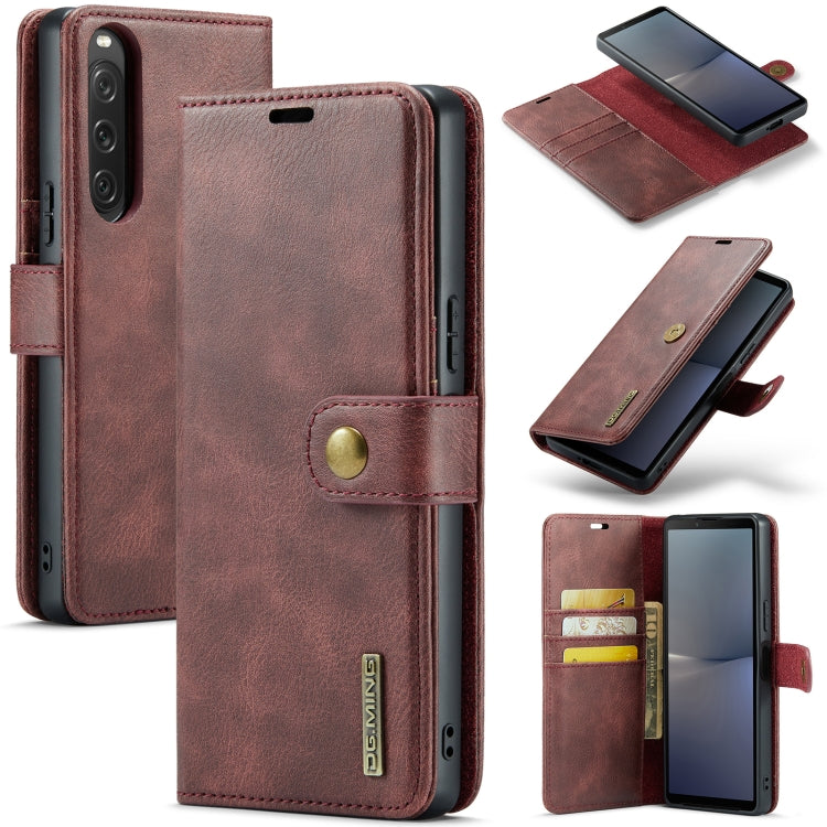 For Sony Xperia 10 V DG.MING Crazy Horse Texture Detachable Magnetic Leather Phone Case(Red) - Sony Cases by DG.MING | Online Shopping UK | buy2fix