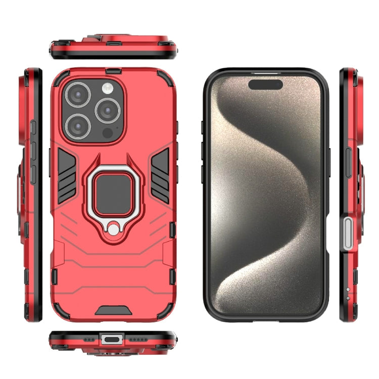 For iPhone 16 Pro Shockproof PC + TPU Holder Phone Case(Red) - iPhone 16 Pro Cases by buy2fix | Online Shopping UK | buy2fix